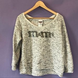 M&M's World Gray Sequined Cropped Knitted Sweater